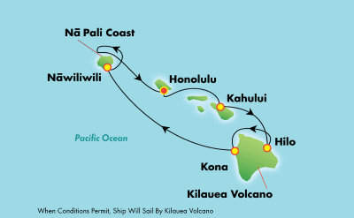 Norwegian Hawaiian cruise map